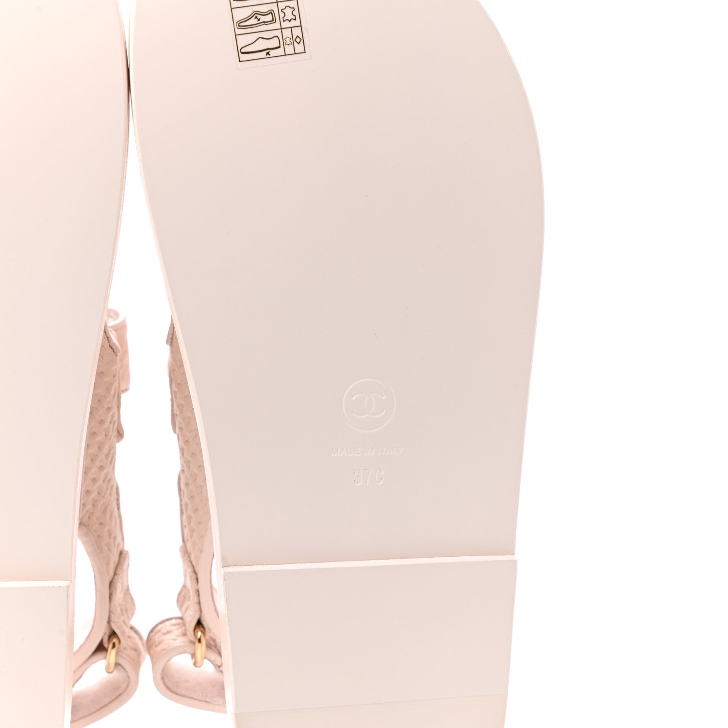 Chanel Calfskin Printed Velcro Dad Sandals 37 Pink 6 of 9
