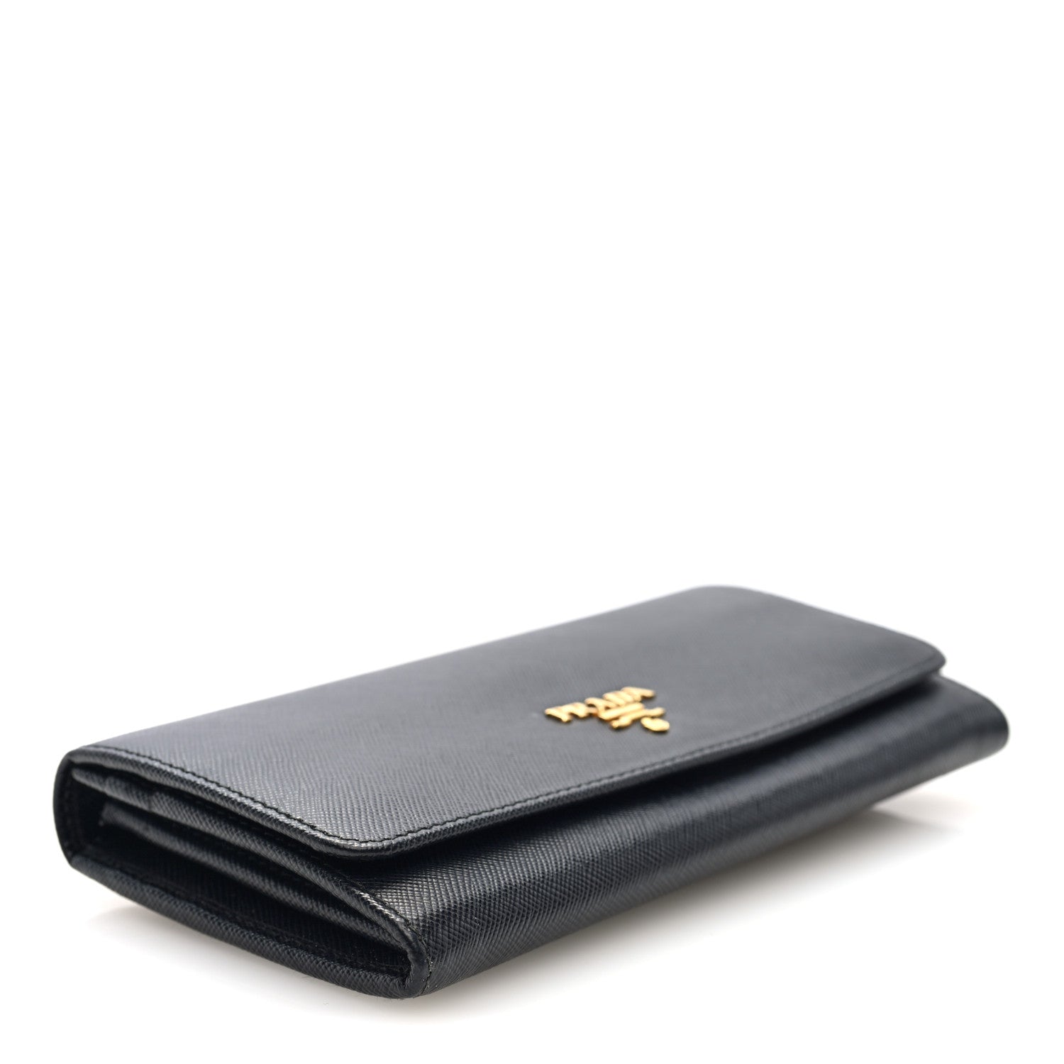 Prada Saffiano Metal Continental Flap Wallet Black 4 of 6