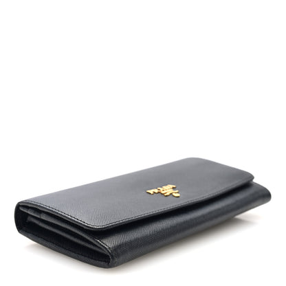 Prada Saffiano Metal Continental Flap Wallet Black 4 of 6