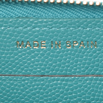 Chanel Caviar Quilted Small Zip Around Wallet Turquoise 7 of 8