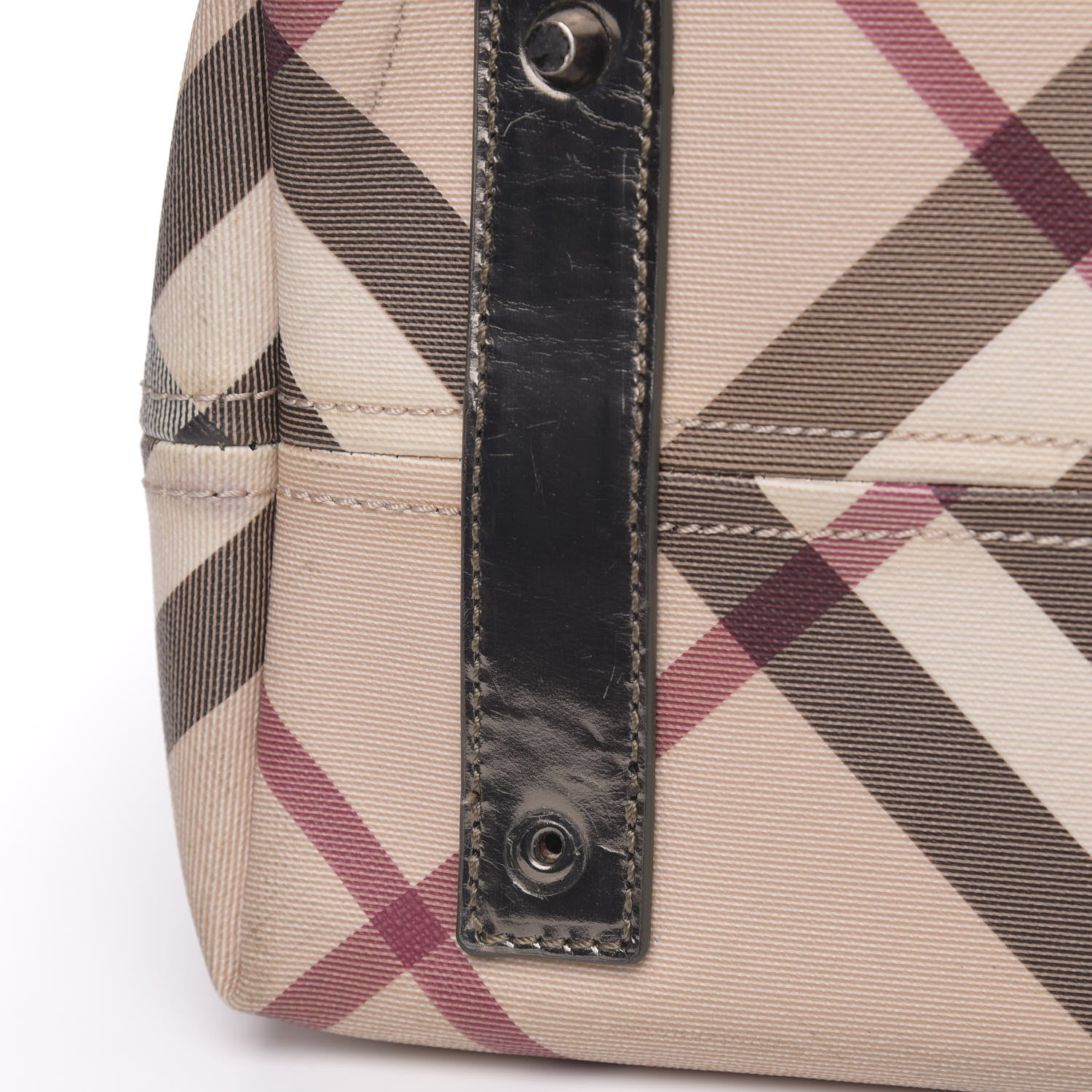 Burberry Metallic Calfskin Nova Check Shopper Tote Pewter 11 of 23