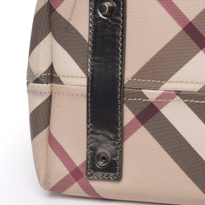 Burberry Metallic Calfskin Nova Check Shopper Tote Pewter 11 of 23
