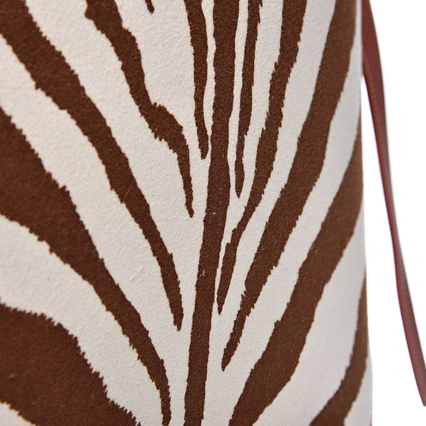 Shiny Smooth Calfskin Zebra Printed Felt Small Twisted Cabas Chalk Brick