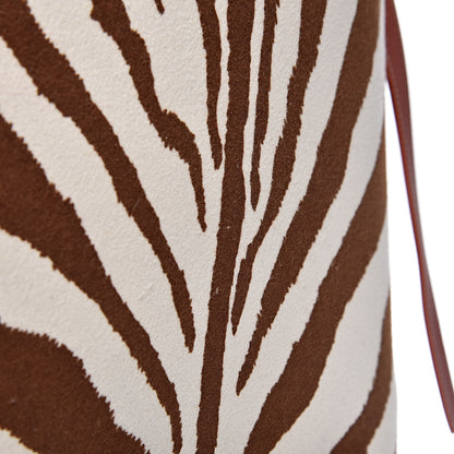 Celine Shiny Smooth Calfskin Zebra Printed Felt Small Twisted Cabas Chalk Brick 17 of 28