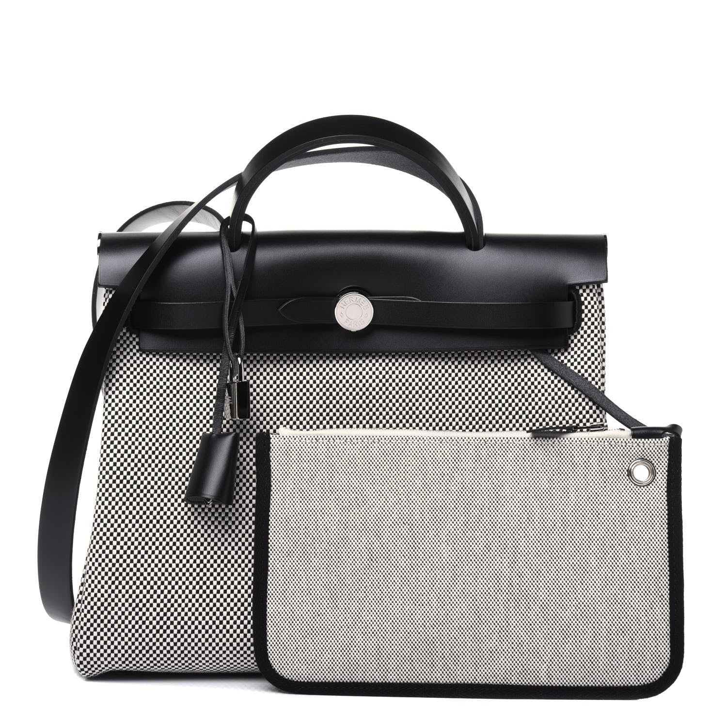 Hermes Vache Hunter Criss Viking Herbag Zip Retourne 31 PM Ecru Black 1 of 15