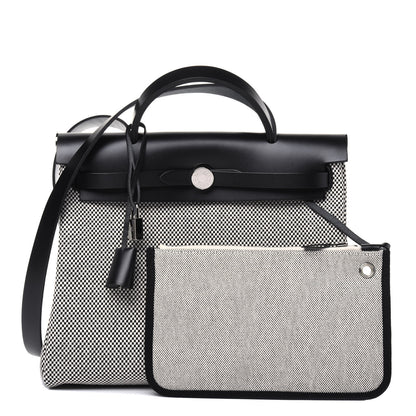 Hermes Vache Hunter Criss Viking Herbag Zip Retourne 31 PM Ecru Black 1 of 15