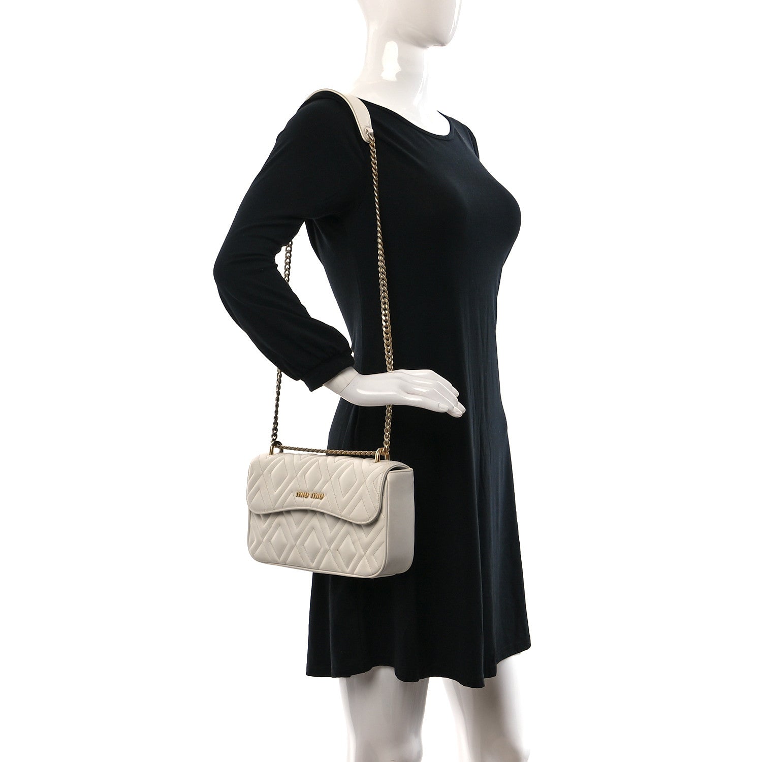 Miu Miu Soft Calf Quilted Flap Bag White 3 of 8