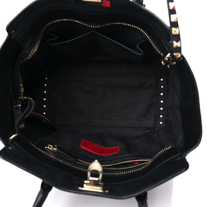 Valentino Garavani Vitello Rockstud Double Handle Tote Black 5 of 12