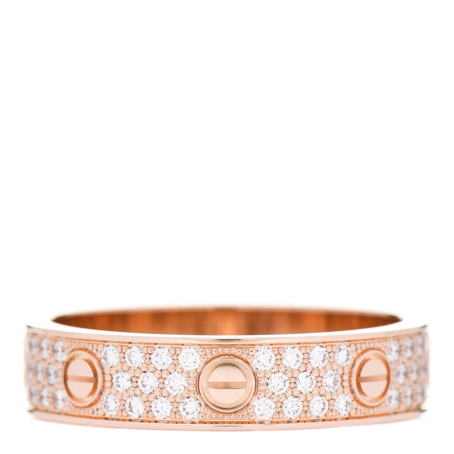 Cartier 18K Pink Gold Diamond 4mm LOVE Paved Ring 58 8.5 2 of 4