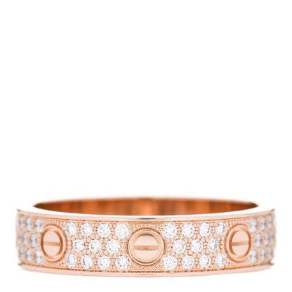 Cartier 18K Pink Gold Diamond 4mm LOVE Paved Ring 58 8.5 2 of 4