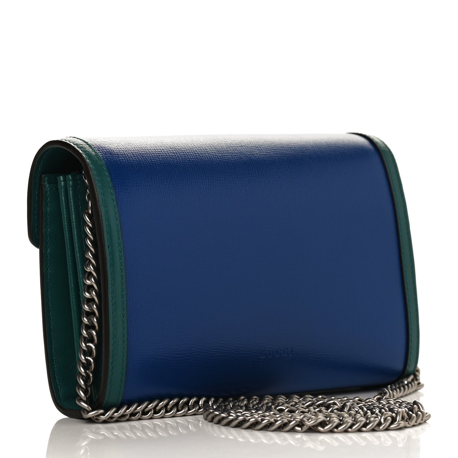 Gucci Azalea Calfskin Enamel Mini Dionysus Chain Wallet Imperial Blue Pavone Off White 3 of 12