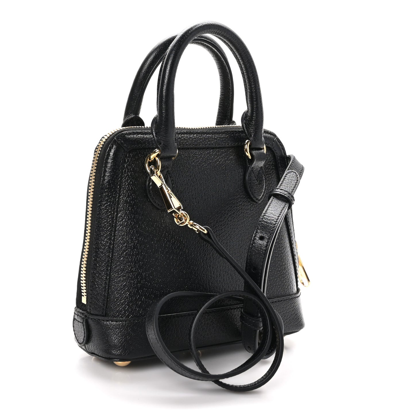 X ADIDAS Textured Dollar Calfskin Web Trefoil Mini Horsebit 1955 Top Handle Bag Black Off White