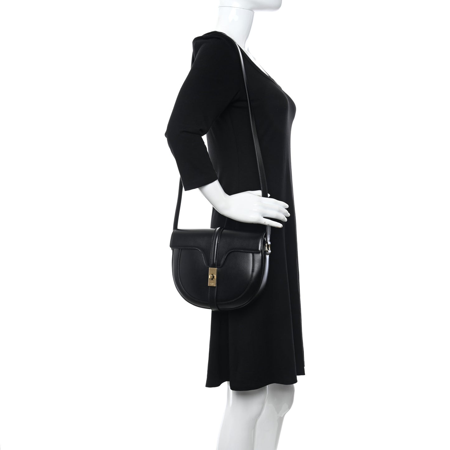 Satinated Calfskin Medium Besace 16 Black