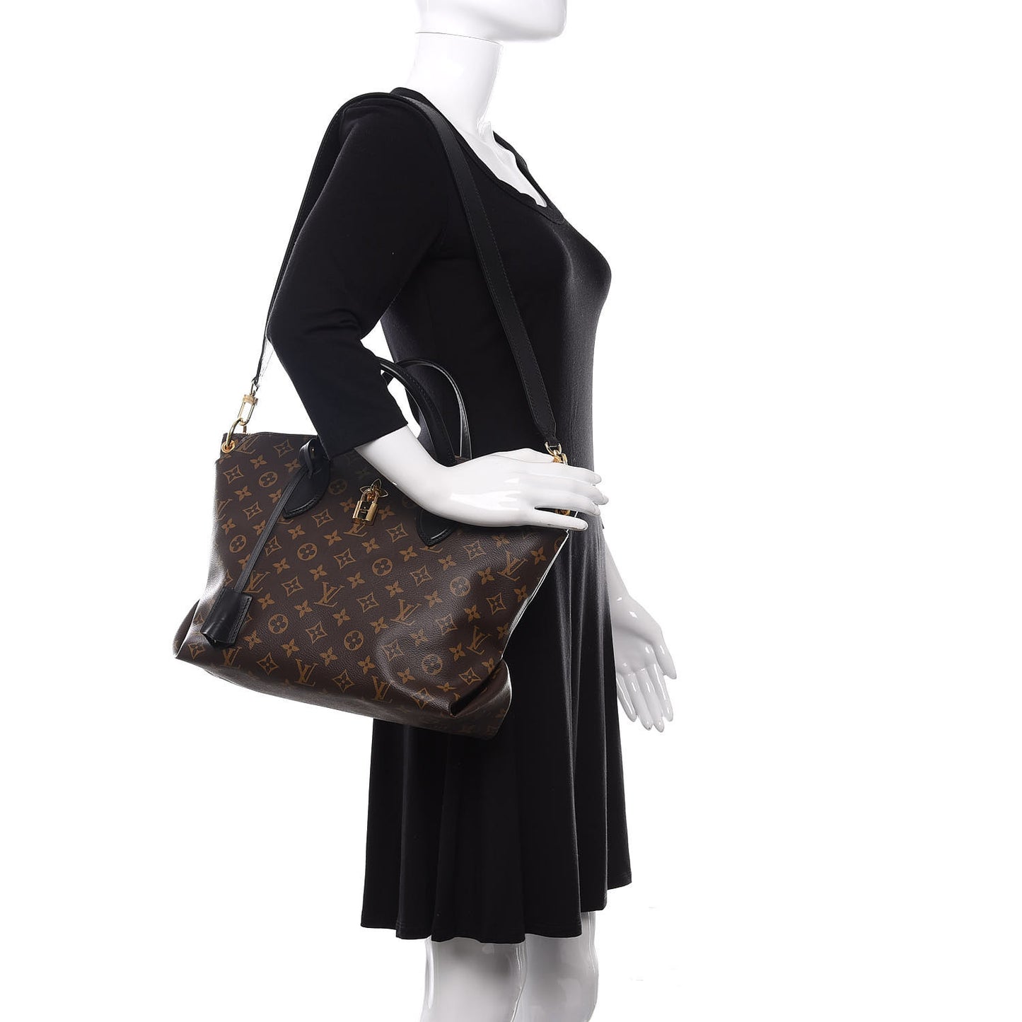 Monogram Flower Zipped Tote MM Black