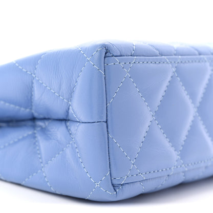 Chanel Shiny Aged Calfskin Quilted Nano Kelly Shopper Blue 9 of 11