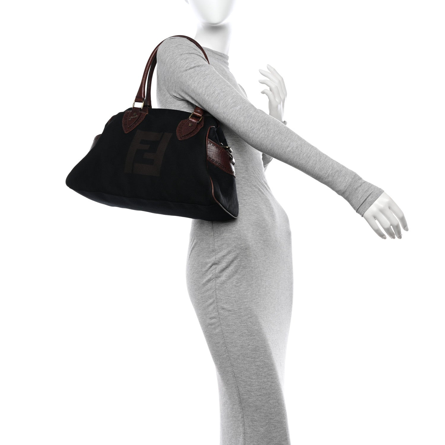 Fendi Canvas Bag De Jour Tote Black Tobacco 2 of 21