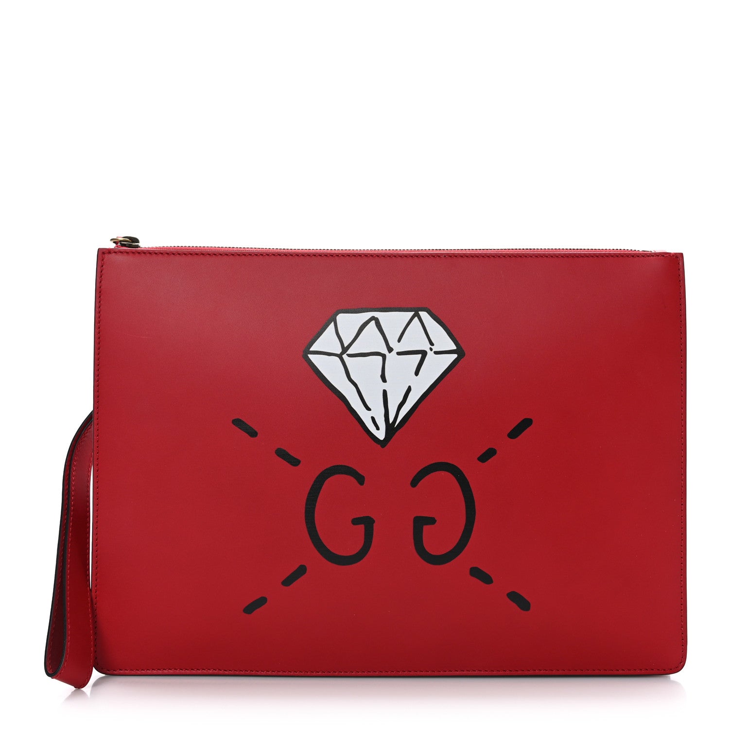 Gucci Calfskin GucciGhost Print Medium Documents Holder Hibiscus Red 1 of 9