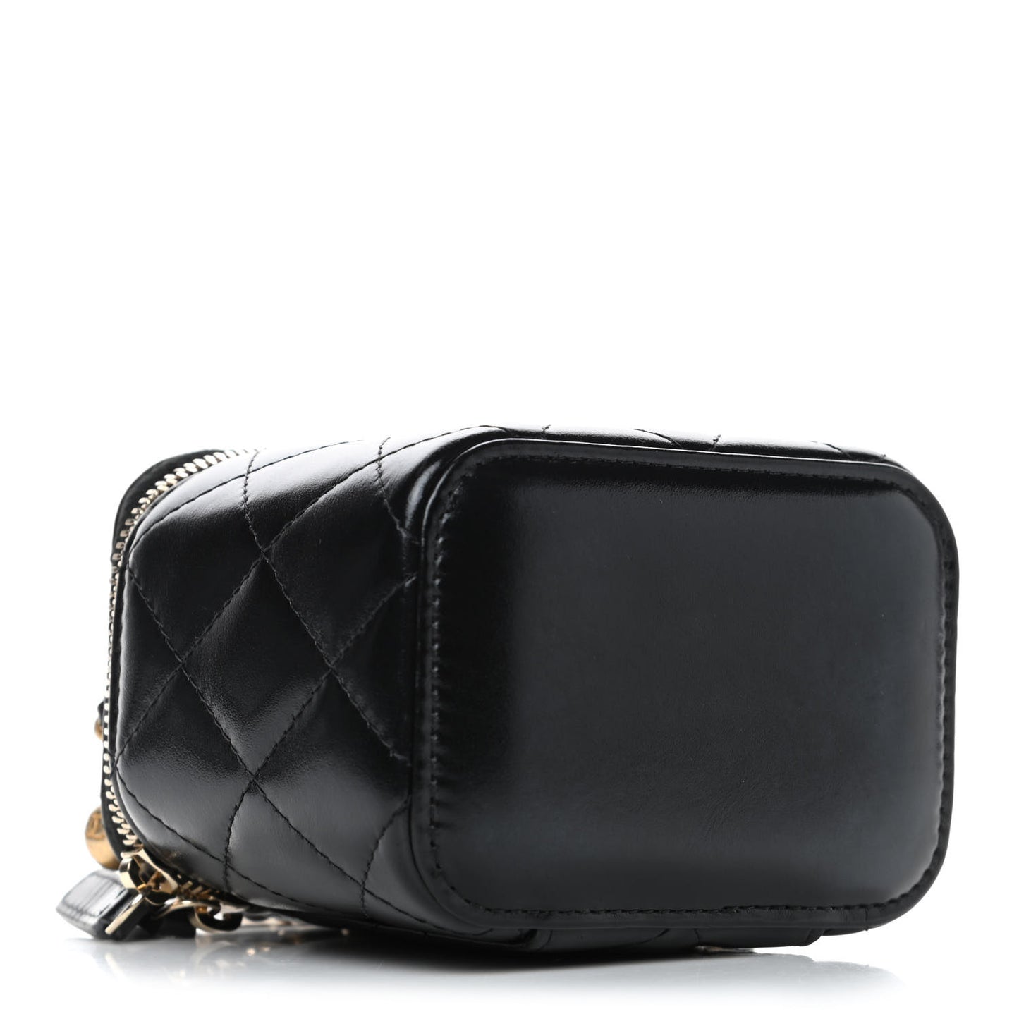 Calfskin Quilted Mini Perfect Fit Vanity Case With Chain Black
