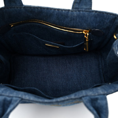 Prada Denim Small Logo Tote Bleu 5 of 9