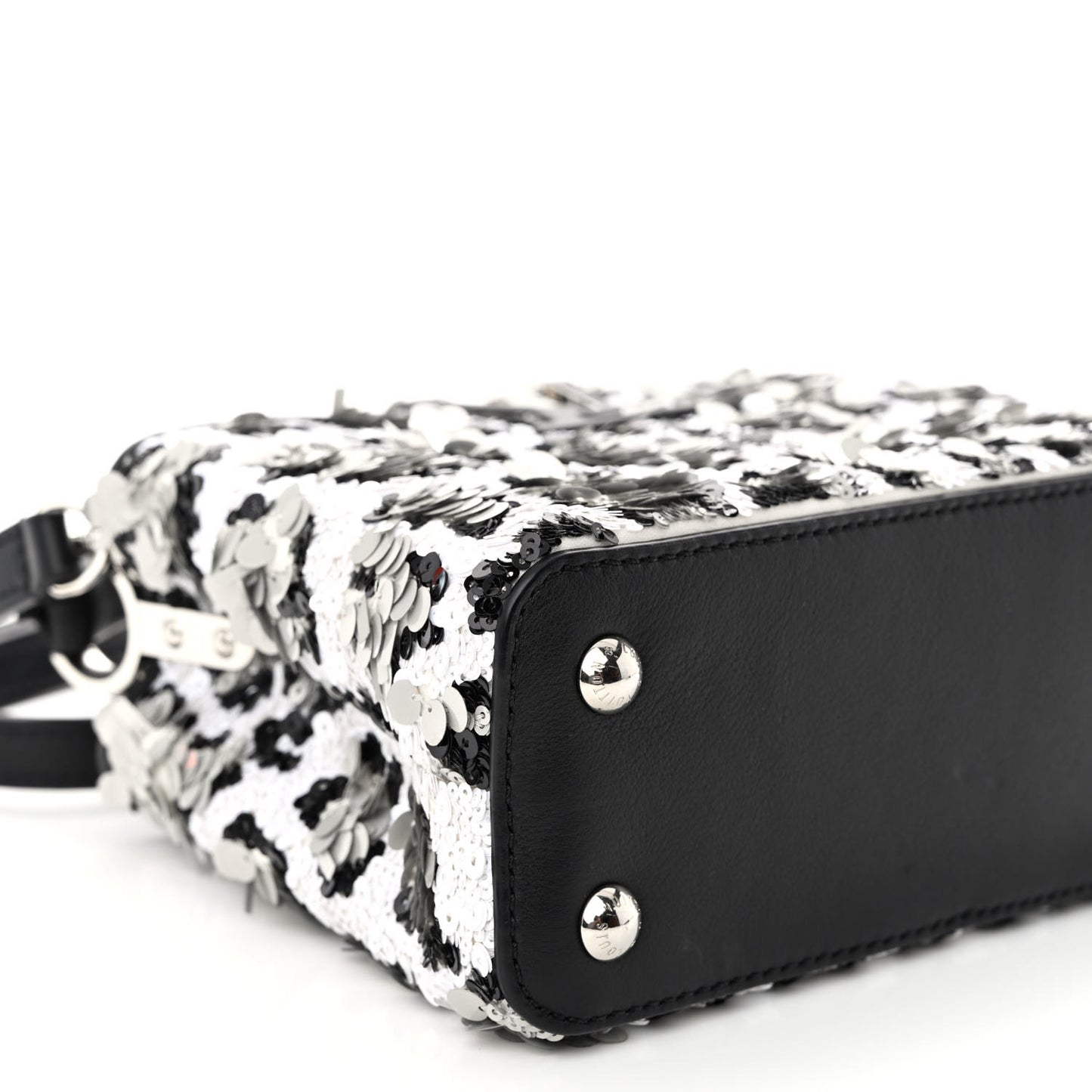 Calfskin Sequin Mini Capucines Black White