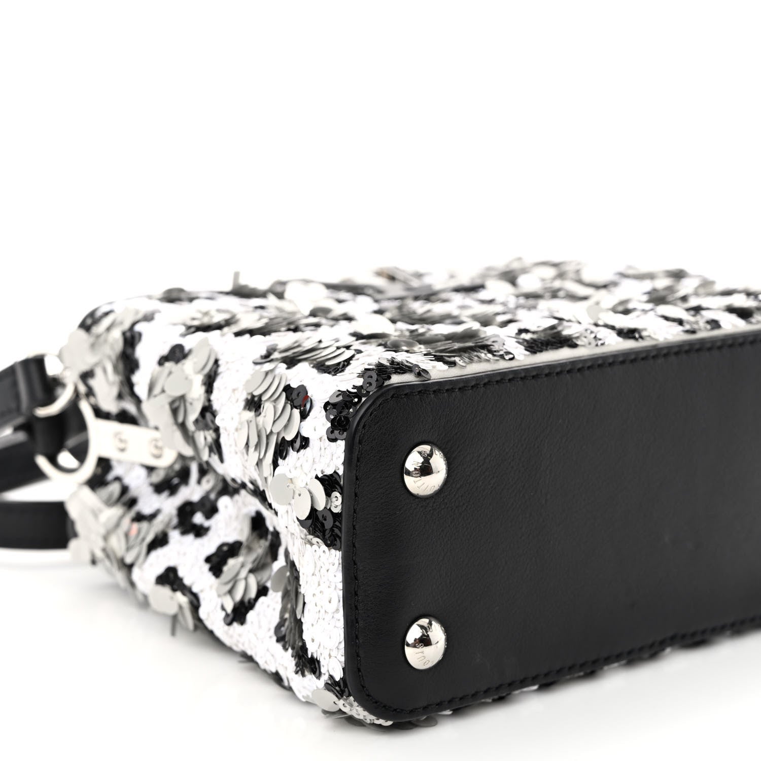 Louis Vuitton Calfskin Sequin Mini Capucines Black White 8 of 9
