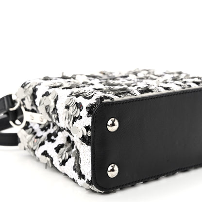 Louis Vuitton Calfskin Sequin Mini Capucines Black White 8 of 9