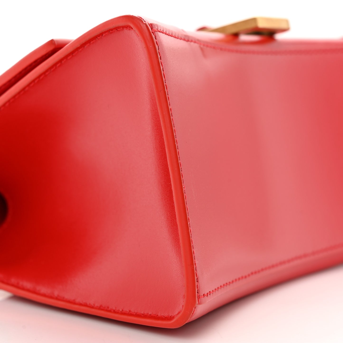 Shiny Box Calfskin Small Hourglass Top Handle Bag Bright Red