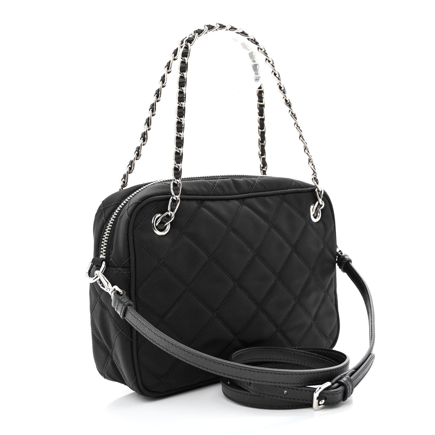 Prada Nylon Tessuto Impuntu Quilted Bandoliera Crossbody Bag Black 3 of 11