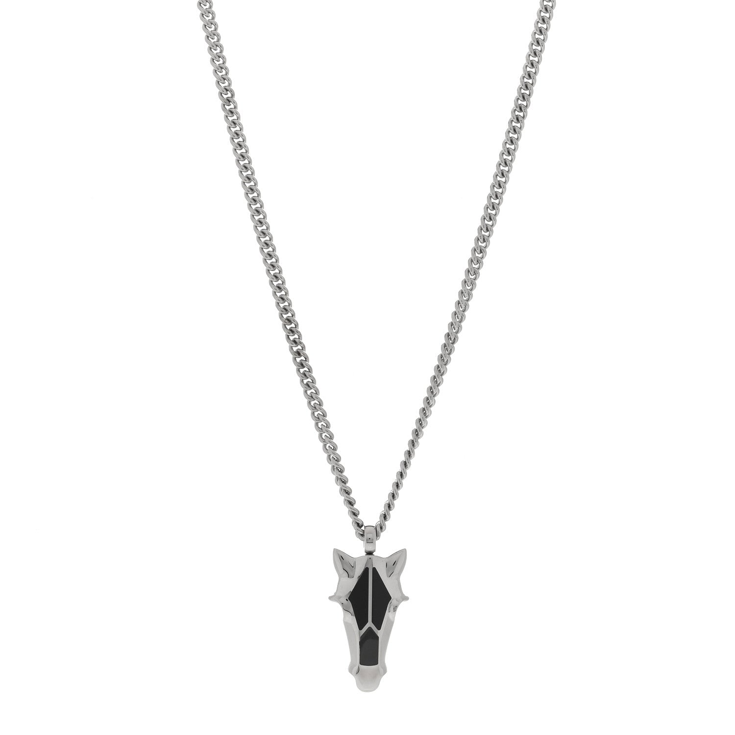 Hermes Lacquered Palladium Destrier Necklace Duo De Gris 1 of 4