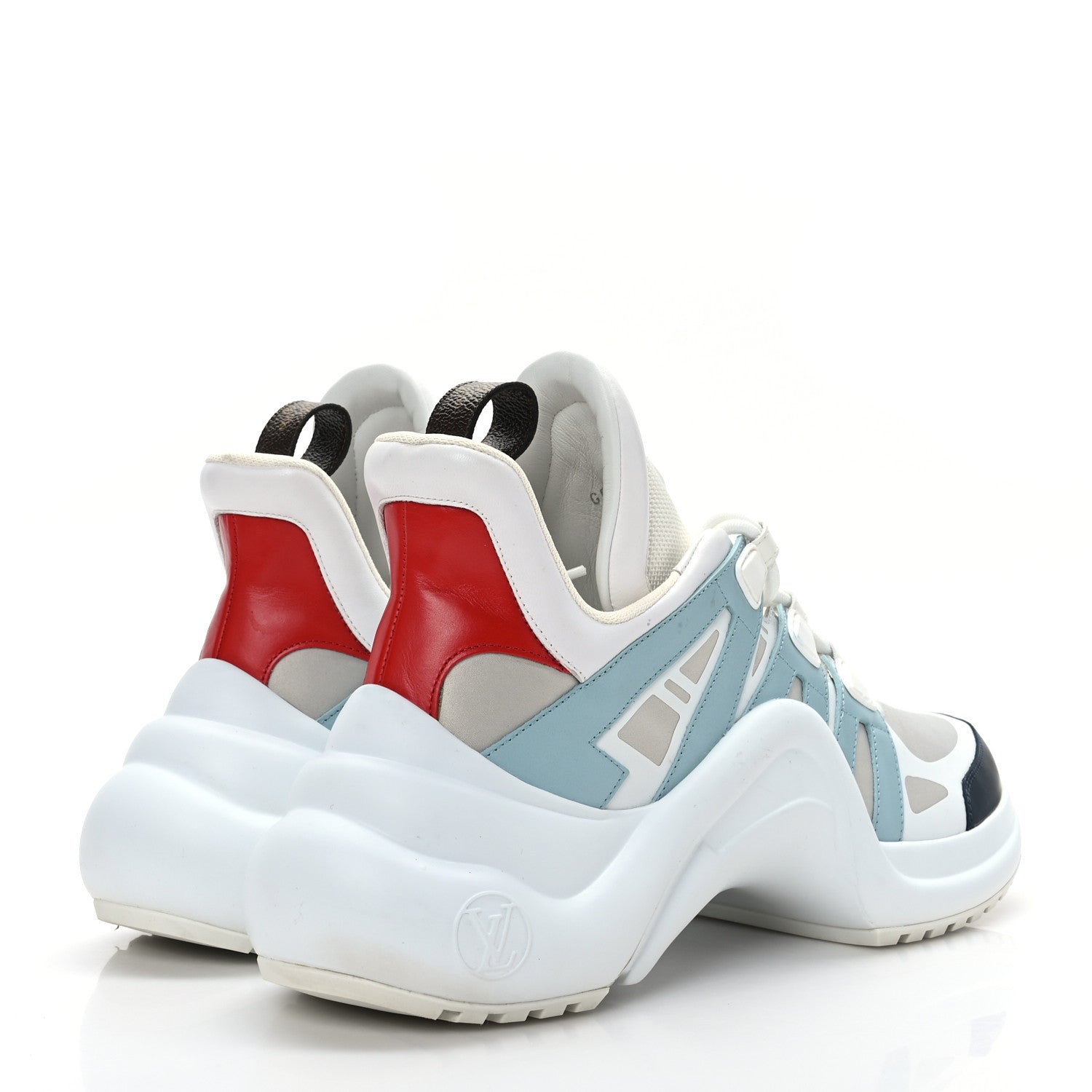 Louis Vuitton Calfskin Technical Nylon LV Archlight Sneakers 41 White Blue Gris 4 of 6