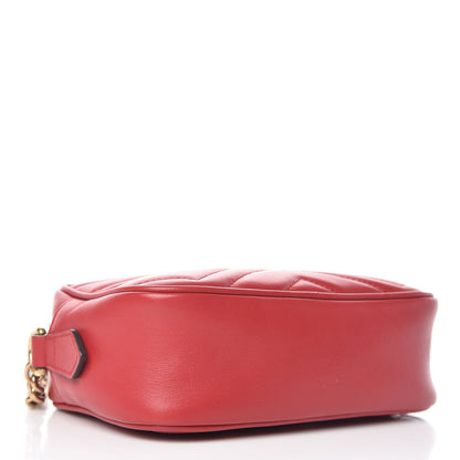 Gucci Calfskin Matelasse Mini GG Marmont Chain Shoulder Bag Hibiscus Red 4 of 11