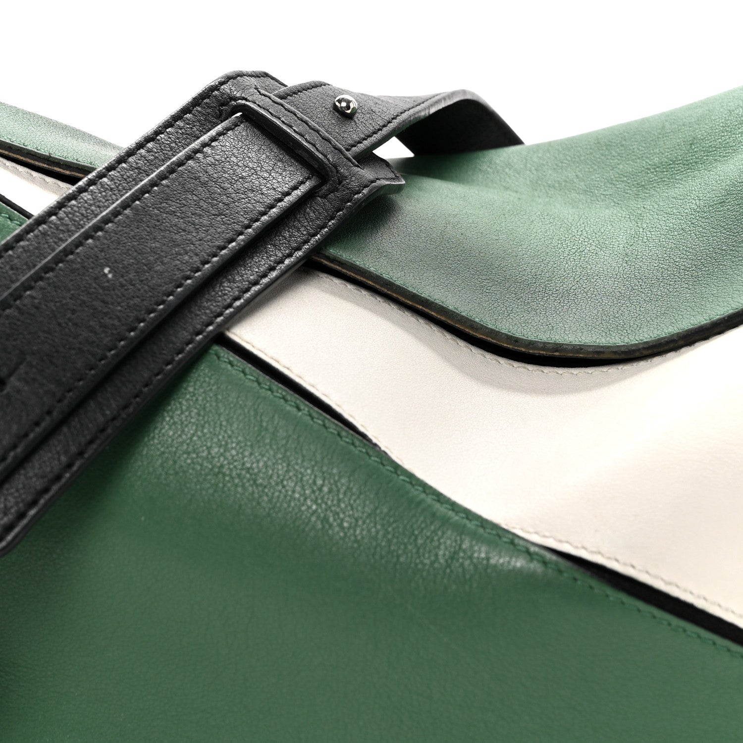 Loewe Calfskin Medium Puzzle Bag Sea Water Green White Black 8 of 16