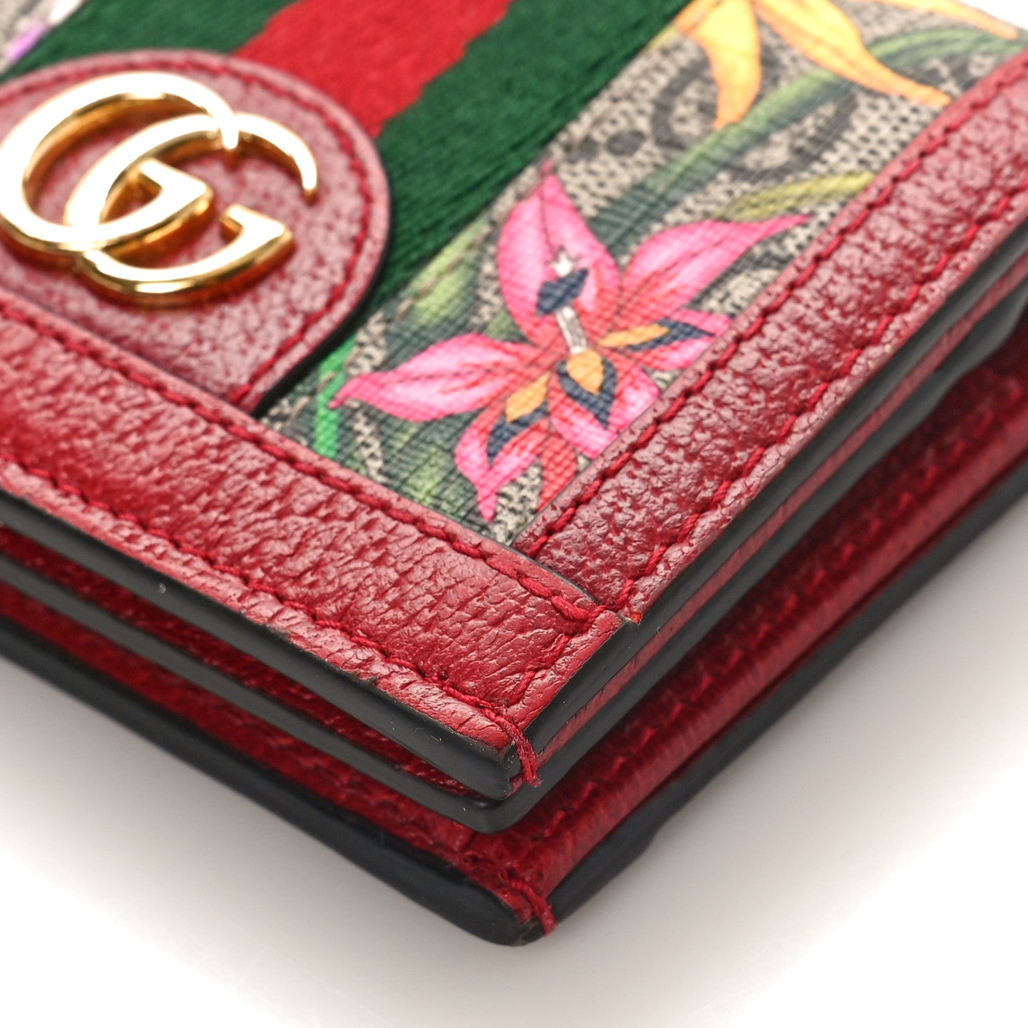 Gucci GG Supreme Monogram Flora Web Ophidia Card Case Red 9 of 9