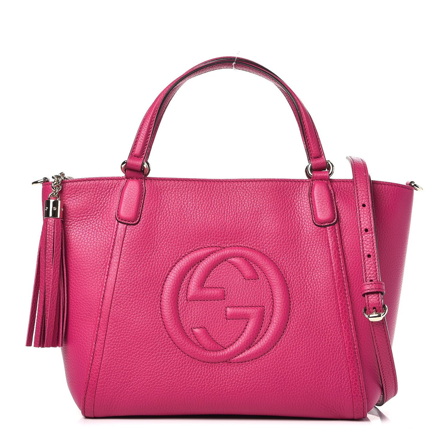 Pebbled Calfskin Small Soho Top Handle Bag Bright Bougainvillea