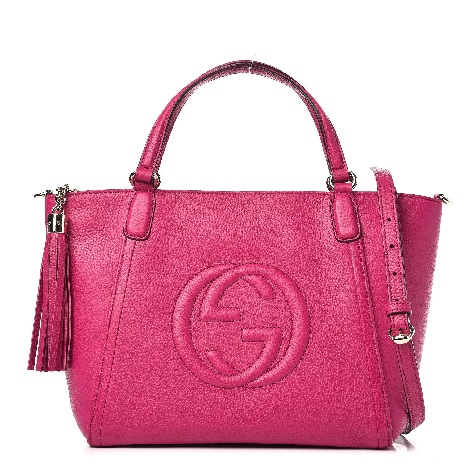 Gucci Pebbled Calfskin Small Soho Top Handle Bag Bright Bougainvillea 1 of 10