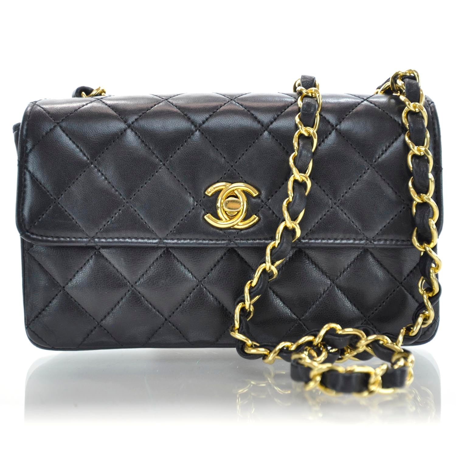 Chanel Lambskin Quilted Mini Flap Black 1 of 8