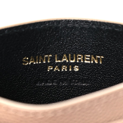 Saint Laurent Grain De Poudre Matelasse Chevron Monogram Credit Card Case Nude Powder 6 of 10