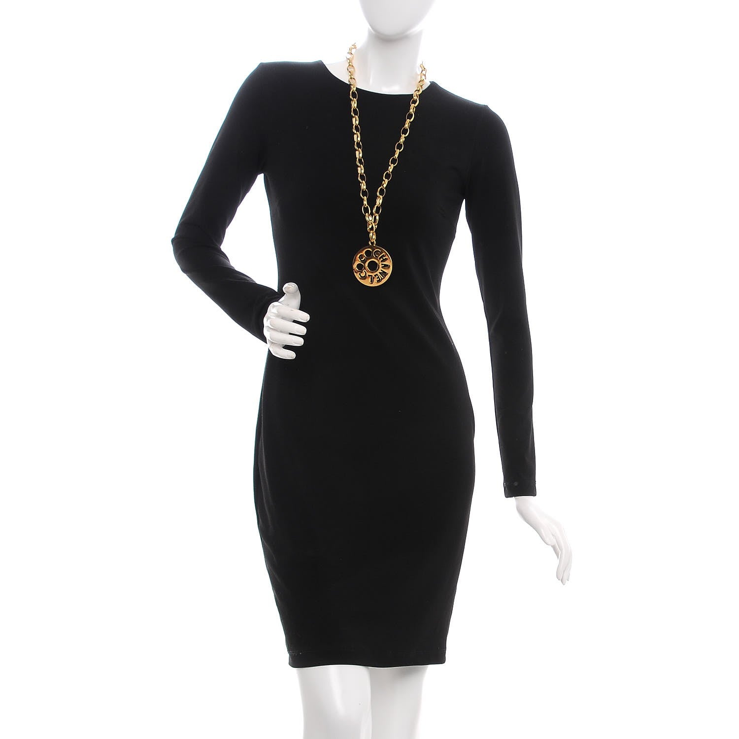 Chanel Logo Cut Out Chain Necklace Gold 2 of 4