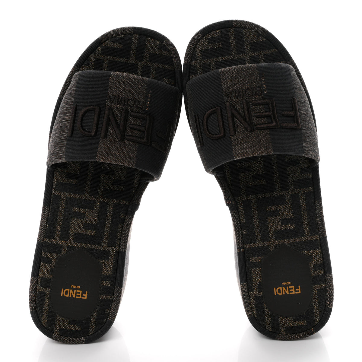 Jacquard Womens FF Sunshine Flatform Slide Sandals 39 Tabacco Black