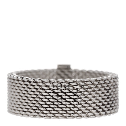 Tiffany Sterling Silver Diamond Somerset Mesh Ring 52 6 3 of 4