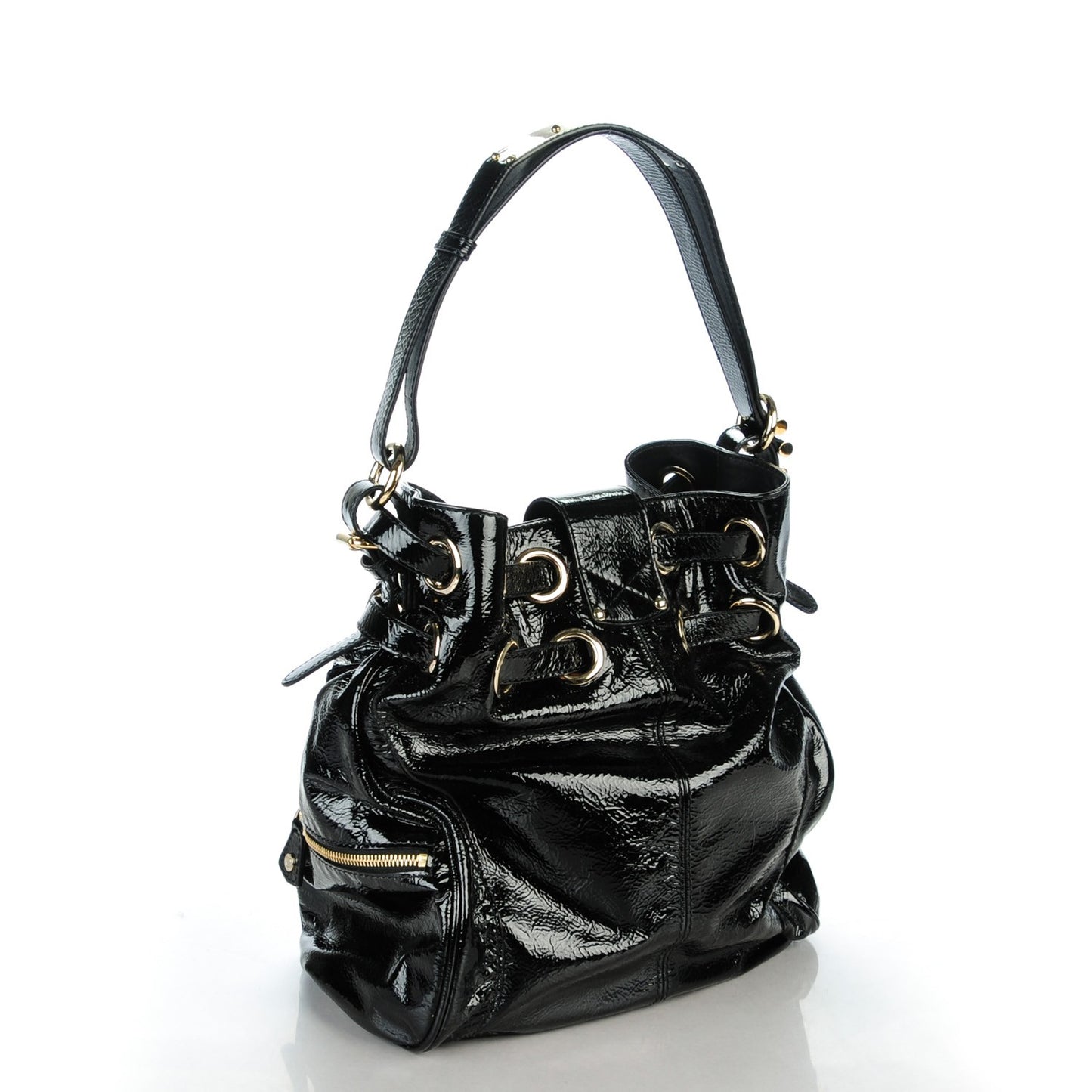Patent Ramona Bucket Bag Black