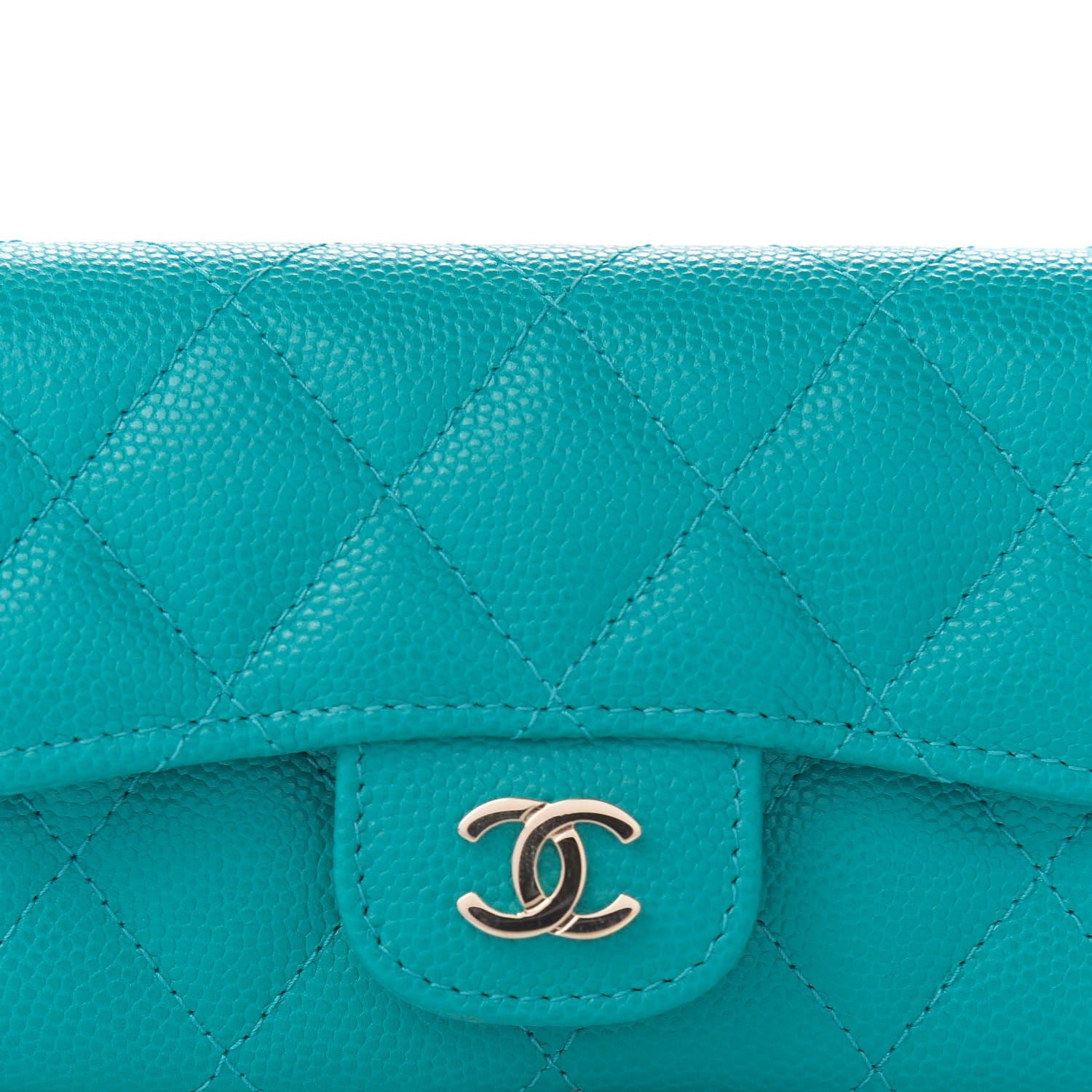 Chanel Caviar Quilted Flap Card Holder Turquoise 7 of 8