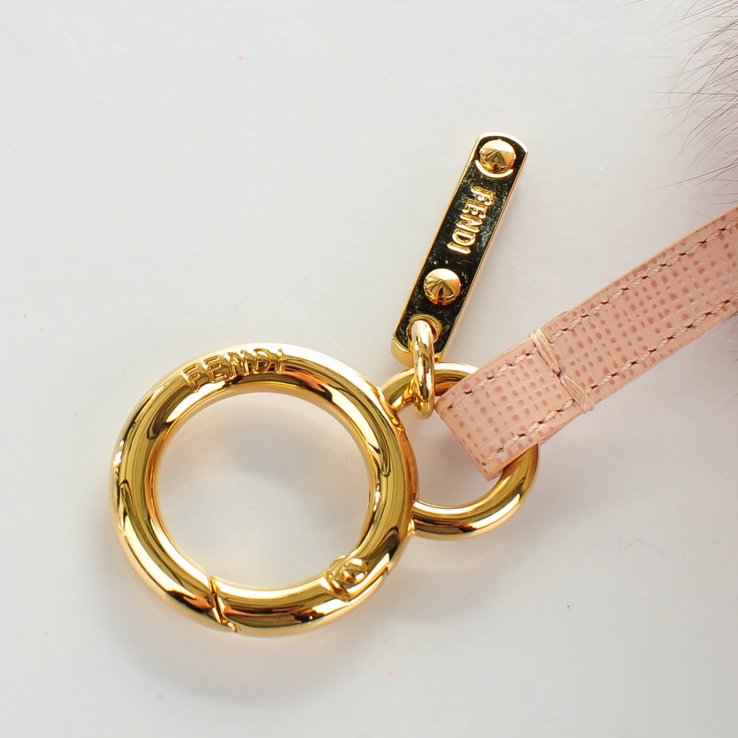 Fendi Fox Fur Vitello Elite Bi-Color Pom Pom Bag Charm Rosa Cammello Cipria 5 of 5
