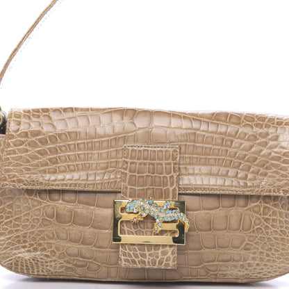 Fendi Fabric Crocodile Crystal Lizard Baguette 11 of 11