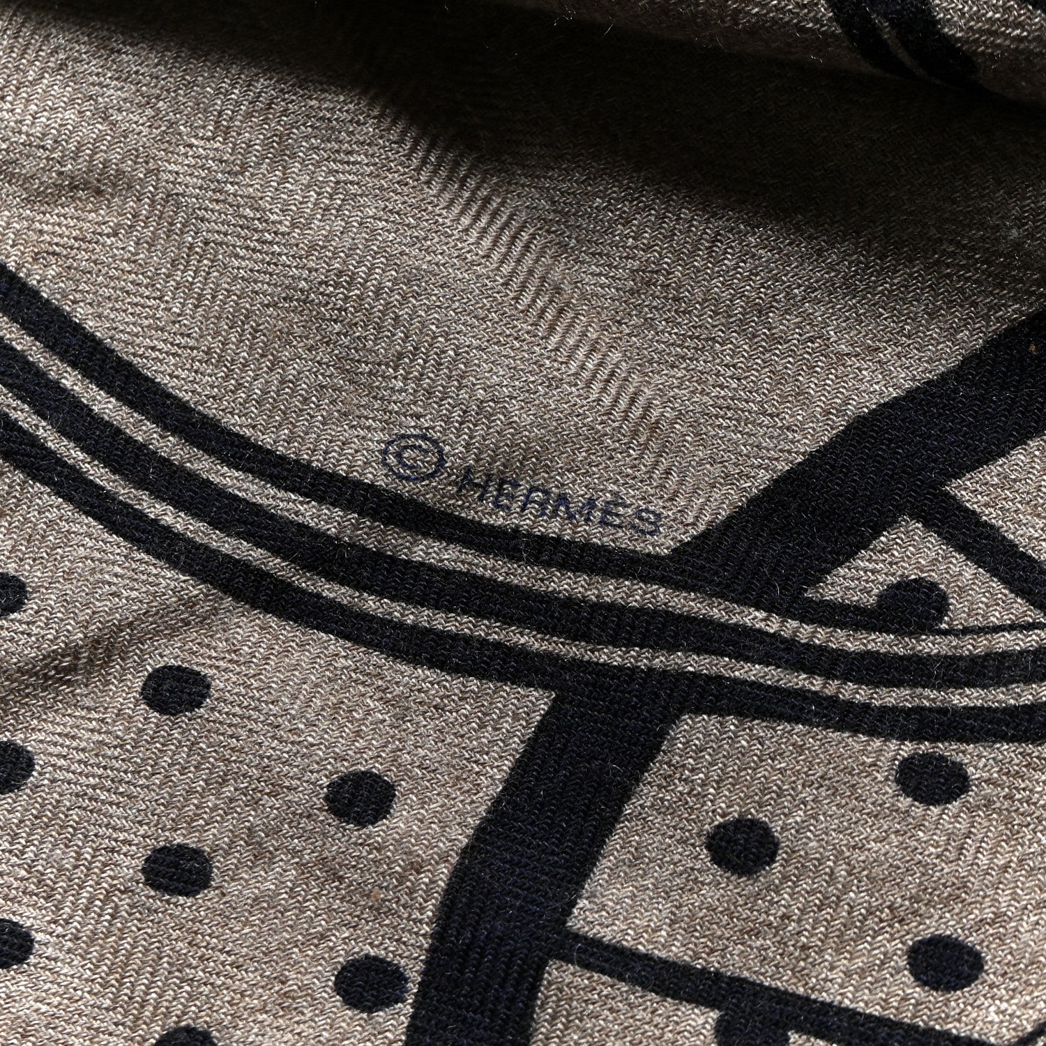 Hermes Cashmere Silk Stole Springs Bandana Shawl 140 Naturel Marine 4 of 4