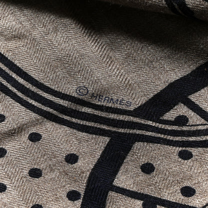 Hermes Cashmere Silk Stole Springs Bandana Shawl 140 Naturel Marine 4 of 4