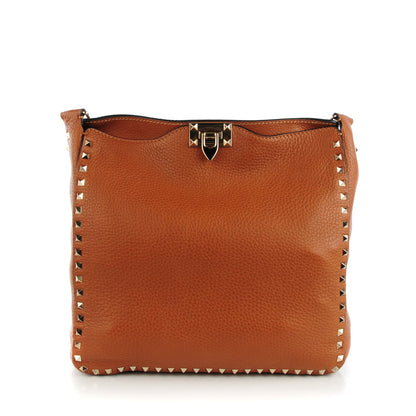 Valentino Garavani Pebbled Calfskin Large Rockstud Flip-Lock Messenger Bag Light Cuir 1 of 8