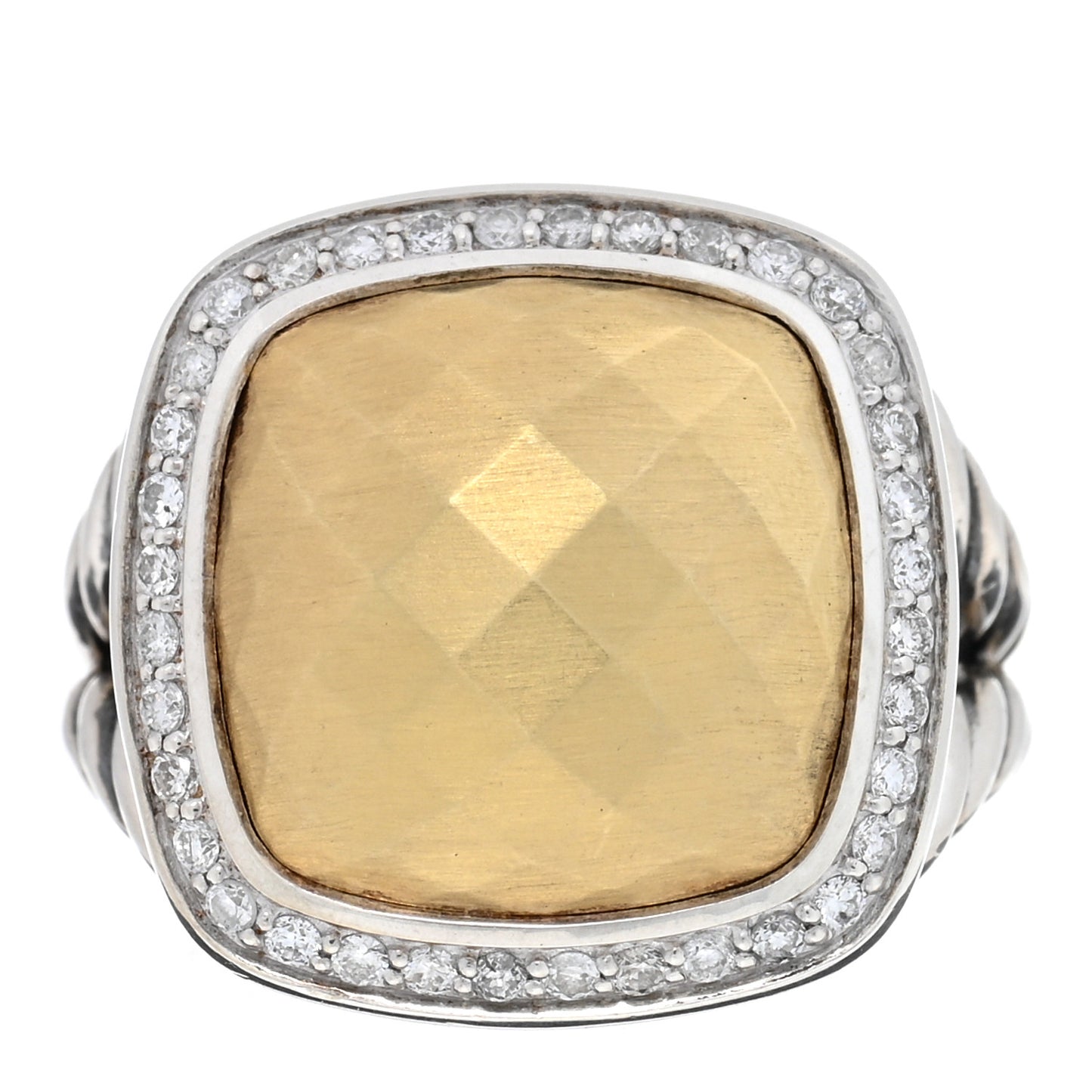 Sterling Silver 18K Yellow Gold Diamond 14mm Albion Statement Ring 54 7