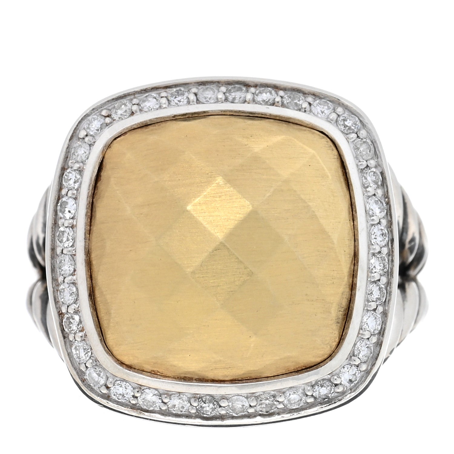 David Yurman Sterling Silver 18K Yellow Gold Diamond 14mm Albion Statement Ring 54 7 1 of 4