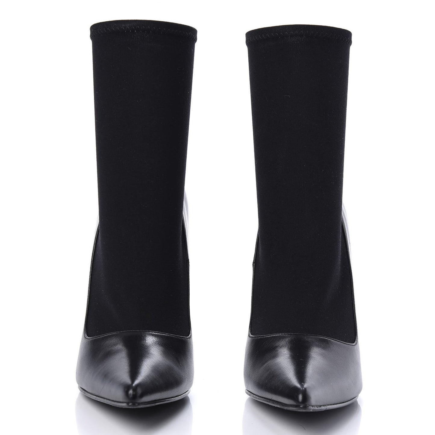 Calfskin Jersey Crepe Extreme Pointed Toe Knife Booties 36 Black